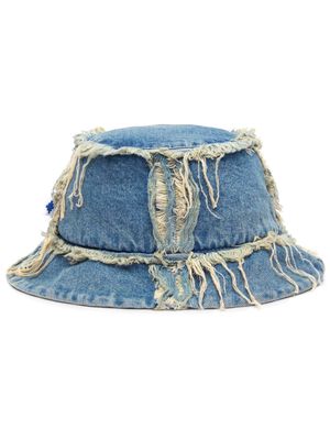 Marcelo Burlon County of Milan raw-cut denim bucket hat - Blue
