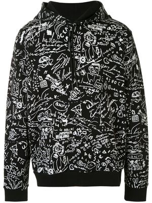 Marcelo Burlon County of Milan scribble print hoodie - 1001 BLACK WHITE