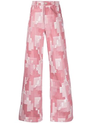 Marcelo Burlon County of Milan wide-leg denim trousers - Pink