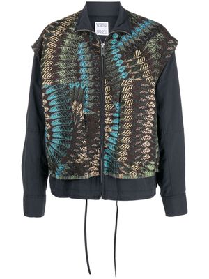 Marcelo Burlon County of Milan zip-fastening patterned-jacquard jacket - Brown