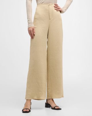 Marchei Ribbed High-Rise Wide-Leg Pants