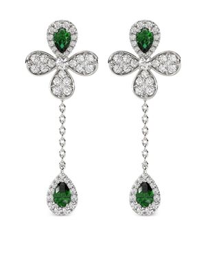 Marchesa 18kt white gold Floral emerald and diamond earrings - Silver