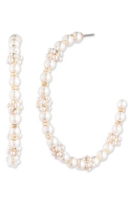 Marchesa Beautiful Baubles Imitation Pearl Hoop Earrings in Gold/Pearl