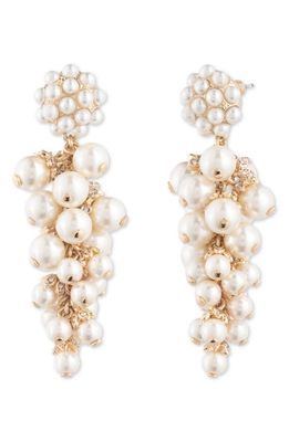 Marchesa Beautiful Baubles Imitation Pearl Linear Earrings in Gold/Pearl