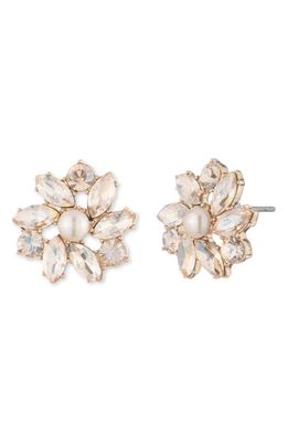 Marchesa Floral Crystal Cluster Stud Earrings in Gold/Cgs