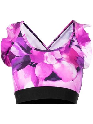 Marchesa floral-print sports bra - Purple