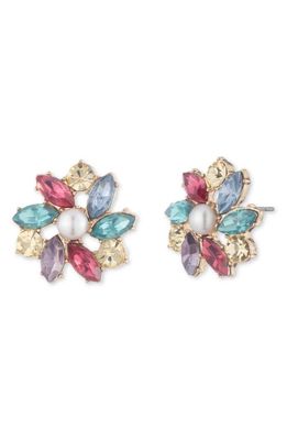 Marchesa Floral Stud Earrings in Gold/Multi