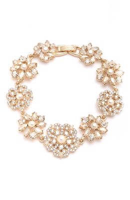 Marchesa Fresh Florals Crystal & Imitation Pearl Bracelet in Gold/Cgs