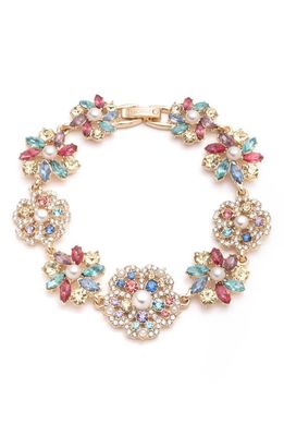 Marchesa Fresh Florals Crystal Line Bracelet in Gold/Multi