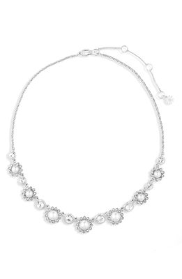 Marchesa Imitation Pearl & Crystal Frontal Necklace in Rhod/White/Cry