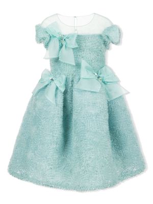 MARCHESA KIDS COUTURE bow-detail flared dress - Blue