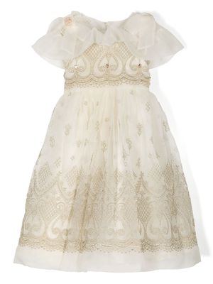 MARCHESA KIDS COUTURE embroidered organza dress - Neutrals