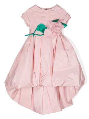 MARCHESA KIDS COUTURE floral-appliqué asymmetric gown - Pink