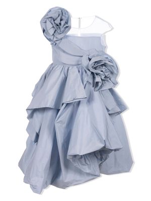 MARCHESA KIDS COUTURE floral-appliqué full-skirt dress - Blue