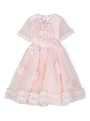 MARCHESA KIDS COUTURE floral-detail ruffled dress - Pink