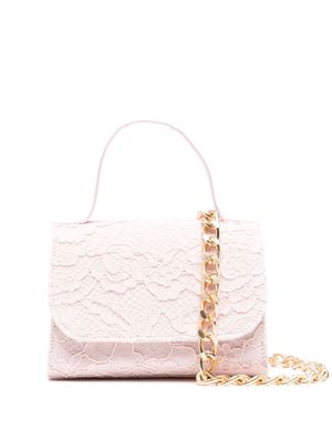 MARCHESA KIDS COUTURE floral-lace chain-link tote bag - Pink