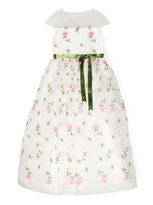 MARCHESA KIDS COUTURE floral-print short-sleeved dress - White