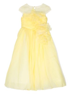 MARCHESA KIDS COUTURE flower-embellished crepe dress - Yellow