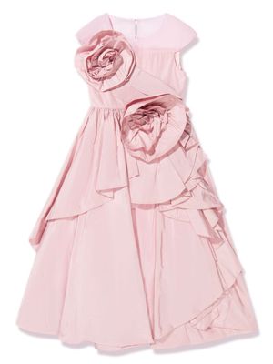 MARCHESA KIDS COUTURE rose-appliqué taffeta dress - Pink