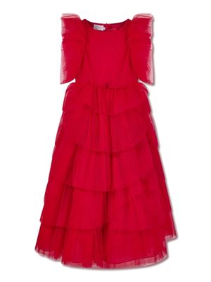 MARCHESA KIDS COUTURE ruffle-detailing zip-up dress - Red