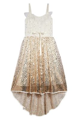 Marchesa Kids' Sequin High-Low Party Dress in Champagne