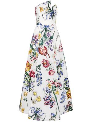 Marchesa Notte Alexander floral-print gown - White