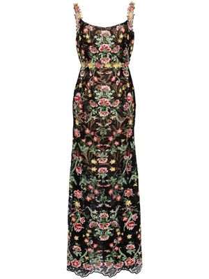 Marchesa Notte Alexis floral-embroidered lace gown - BLACK
