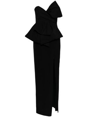 Marchesa Notte bow-embellished strapless gown - Black