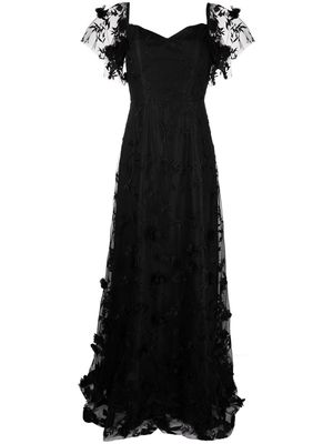 Marchesa Notte Bridesmaids embroidered sweetheart-neck gown - Black