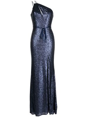 Marchesa Notte Bridesmaids sequin-embellished one-shoulder gown - Blue