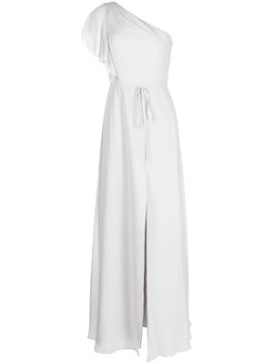 Marchesa Notte Bridesmaids tied-waist single-shoulder dress - Grey