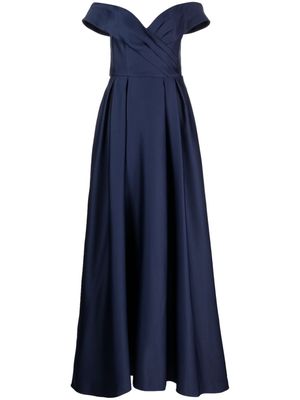 Marchesa Notte Duchess satin-finish ball gown - Blue