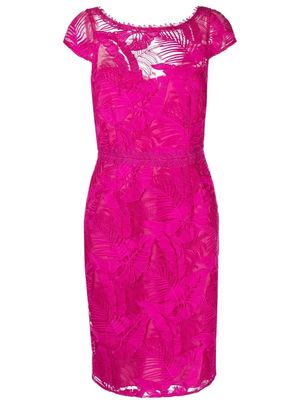 Marchesa Notte Fauna lace-embellsihed midi dress - Pink