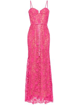 Marchesa Notte floral-lace mermaid gown - Pink