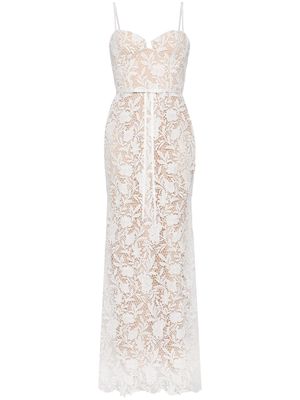 Marchesa Notte floral-lace mermaid gown - White