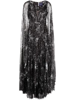 Marchesa Notte Foiled Garden gown - Black
