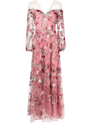 Marchesa Notte Garden of Eden appliquéd gown - Pink