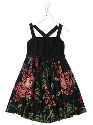 MARCHESA NOTTE MINI Gabriella floral embroidered dress - Black