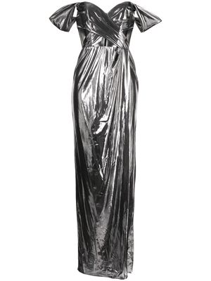 Marchesa Notte off-shoulder gown - Silver