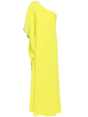 Marchesa Notte sequin-embellished one-sleeve gown - Green
