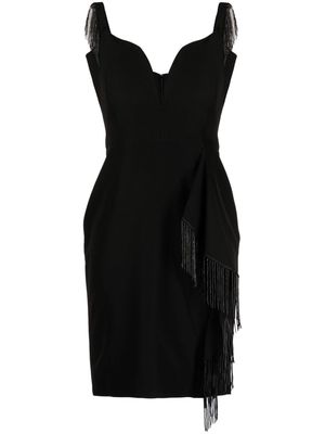 Marchesa Notte sheath fringe-detail minidress - Black
