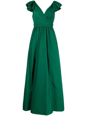 Marchesa Notte The Bow taffeta maxi dress - Green