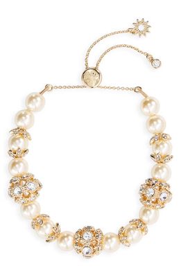 Marchesa Pavé Crystal & Imitation Pearl Slider Bracelet in Gold/Blush/Cry