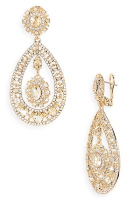 Marchesa Pave Crystal Filigree Teardrop Earrings in Gold/Goldtonal