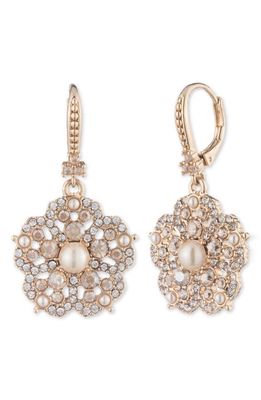 Marchesa Pavé Floral Drop Earrings in Gold/Cgs