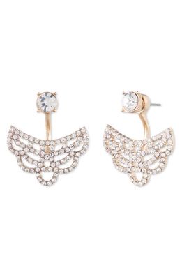 Marchesa Peachy Keen Pavé Front/Back Earrings in Gold/Coral