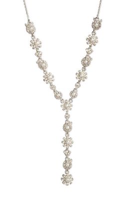 Marchesa Pretty Petals Imitation Pearl Y Necklace in Rhod/Crystal