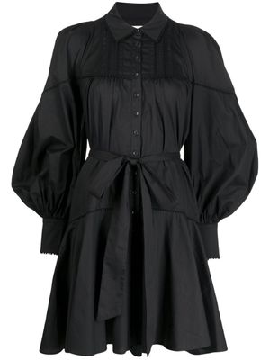 Marchesa Rosa Disa cotton belted-waist minidress - Black