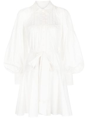 Marchesa Rosa Disa cotton belted-waist minidress - White