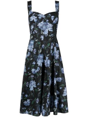 Marchesa Rosa Holly floral-print cotton midi dress - Blue